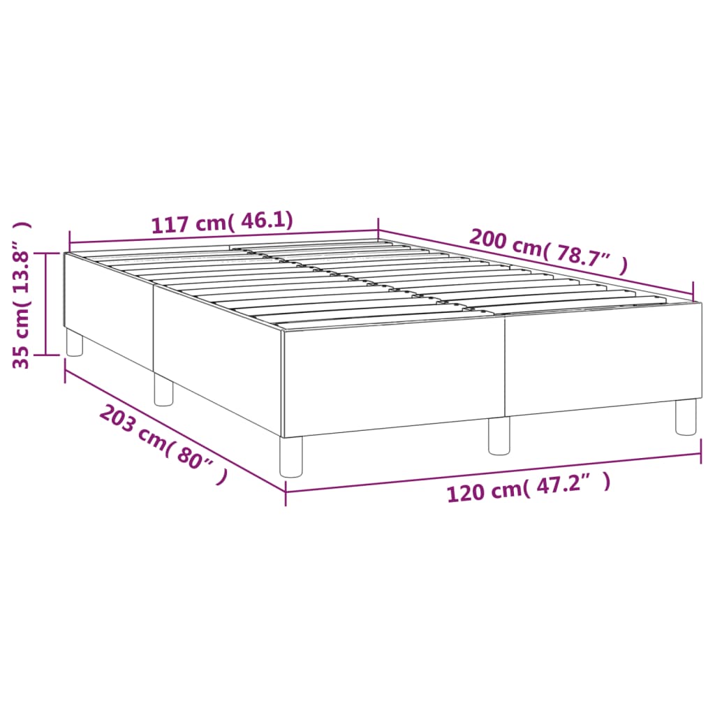 Okvir za krevet s oprugom crni 120 x 200 cm baršunasti