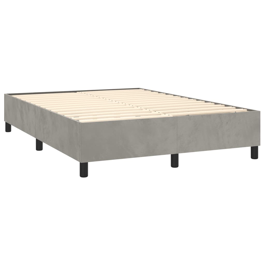 Okvir za krevet s oprugom svjetlosivi 140 x 190 cm baršunasti