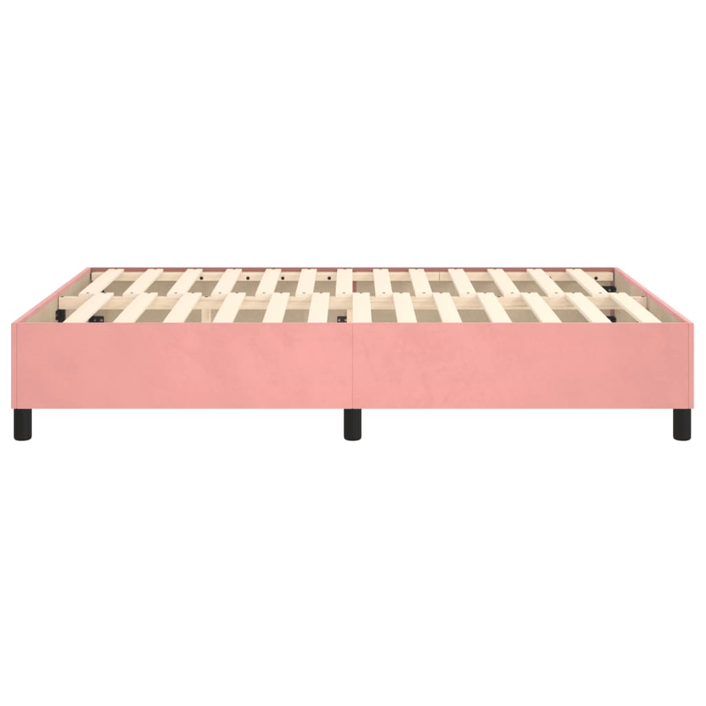 Okvir za krevet s oprugom ružičasti 140 x 190 cm baršunasti