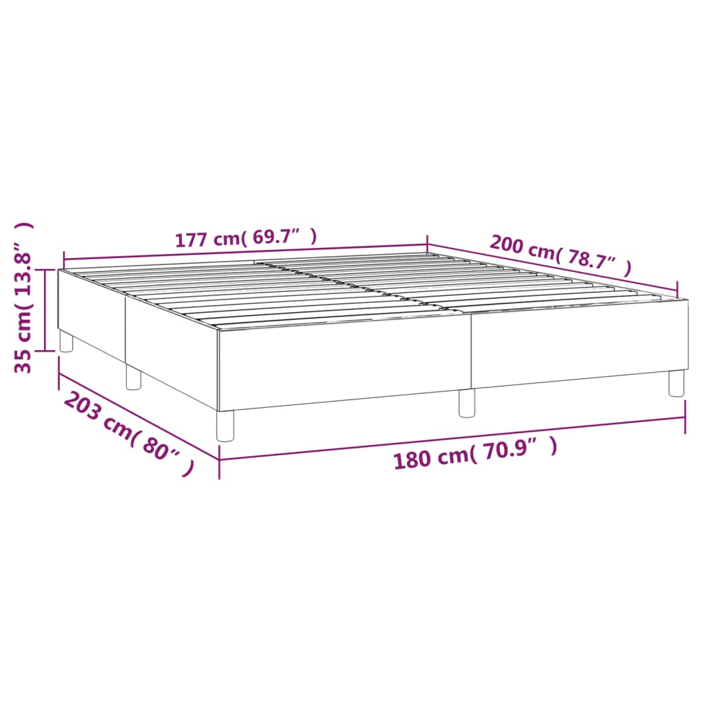 Okvir za krevet s oprugom svjetlosivi 180x200 cm baršunasti