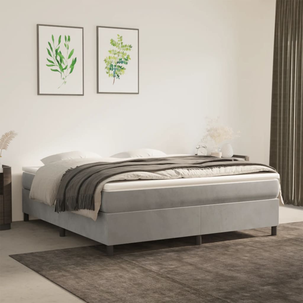 Okvir za krevet s oprugom svjetlosivi 180x200 cm baršunasti