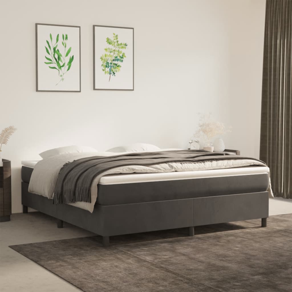 Okvir za krevet s oprugom tamnosivi 180x200 cm baršunasti