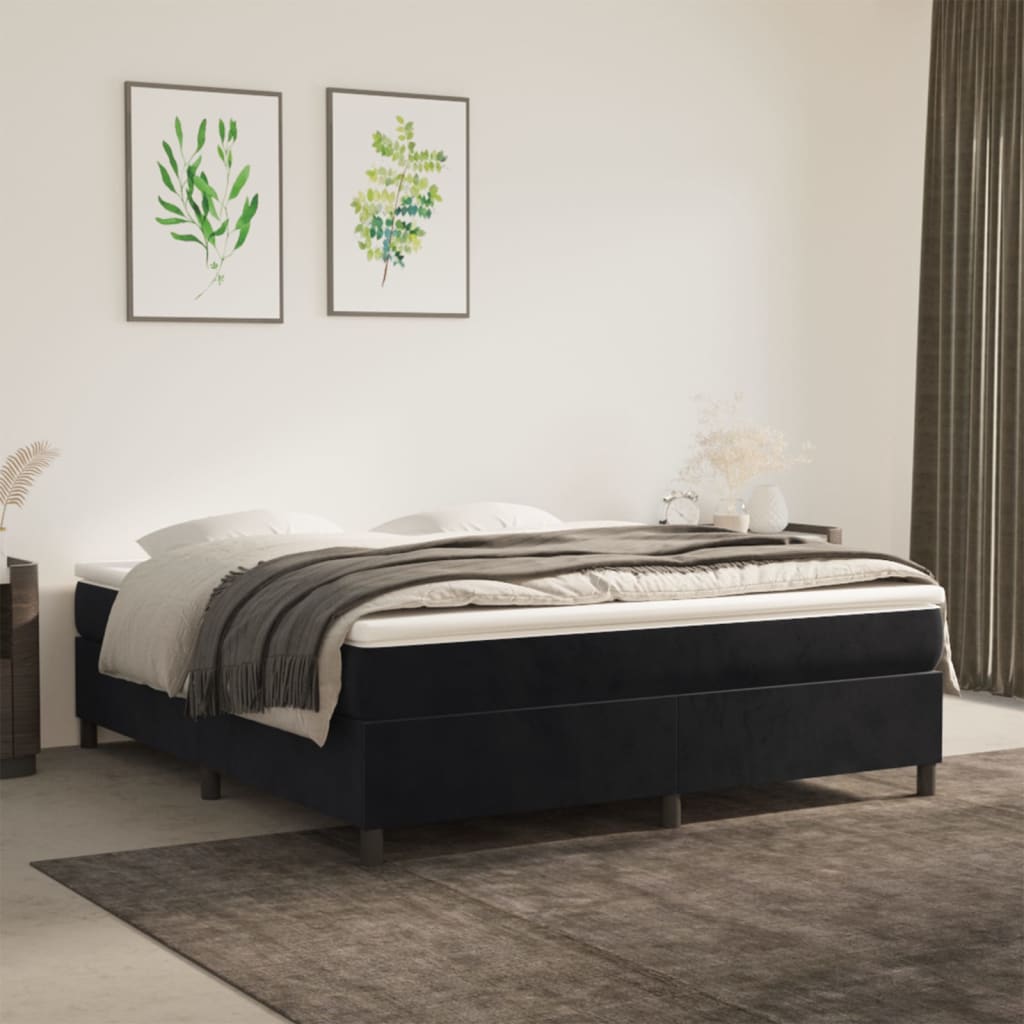 Okvir za krevet s oprugom crni 180x200 cm baršunasti