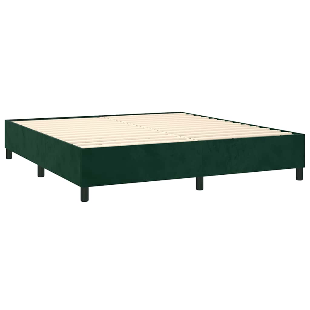 Okvir za krevet s oprugom tamnozeleni 180x200 cm baršunasti