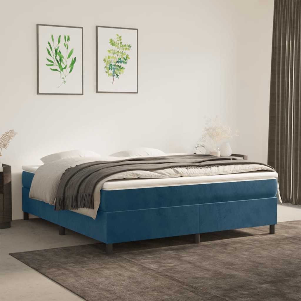 Okvir za krevet s oprugom tamnoplavi 180x200 cm baršunasti