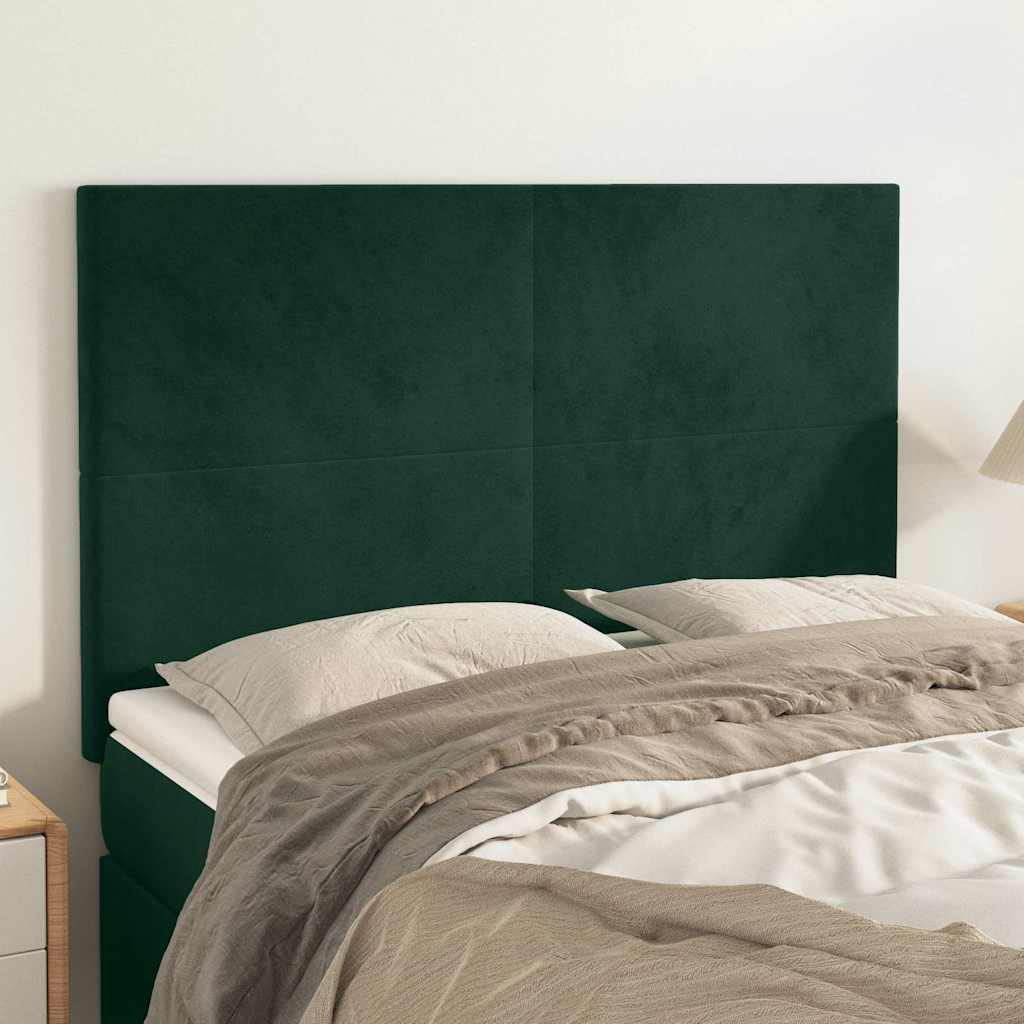 Uzglavlje tamnozeleno 144x5x118/128 cm baršunasto