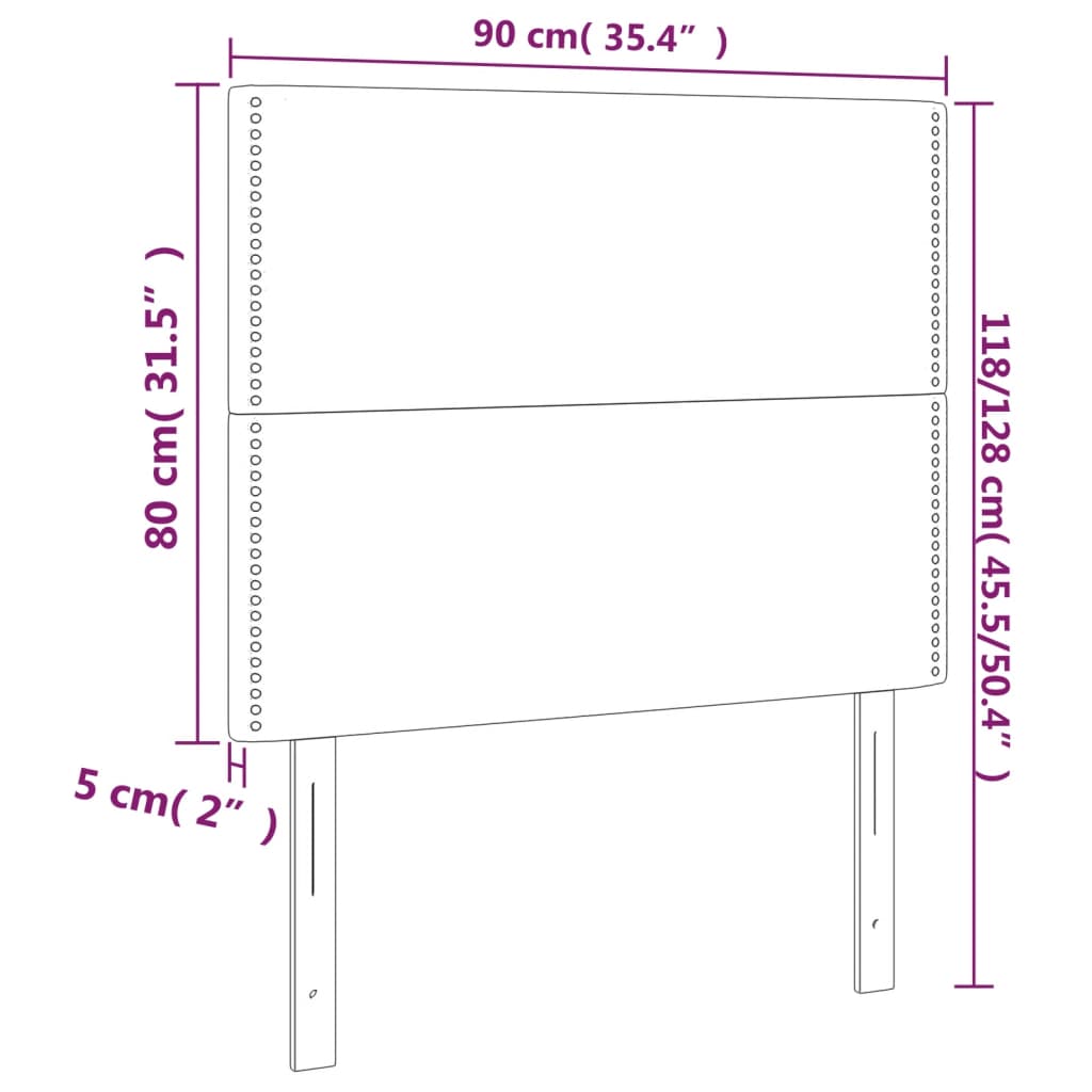 Uzglavlje Crno 90x5x118/128 cm Tkanina