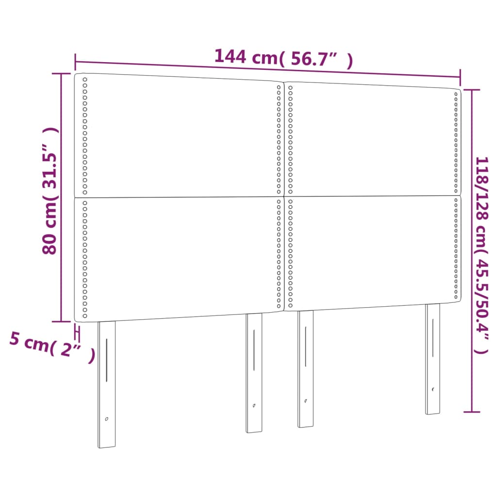 Uzglavlje tamno sivo 144x5x118/128 cm tkanina