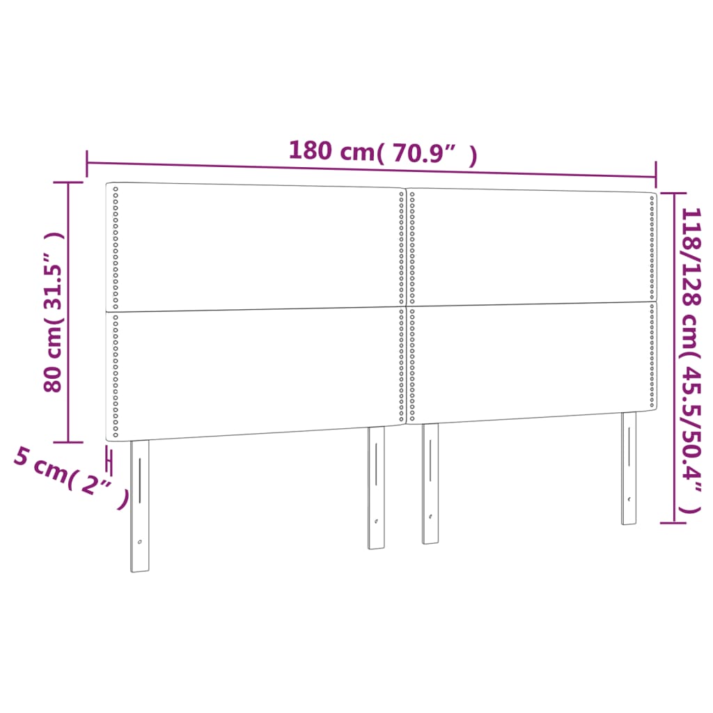Uzglavlje Crno 180x5x118/128 cm Baršunasto