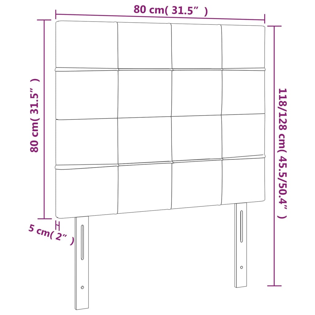 Uzglavlje krem boje 80x5x118/128 cm tkanina