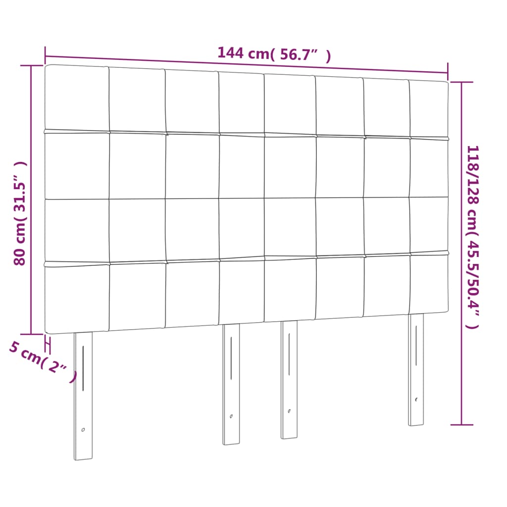 Uzglavlje krem boje 144x5x118/128 cm tkanina