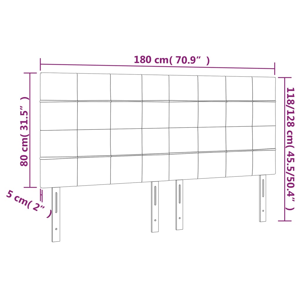 Uzglavlje tamno sivo 180x5x118/128 cm tkanina