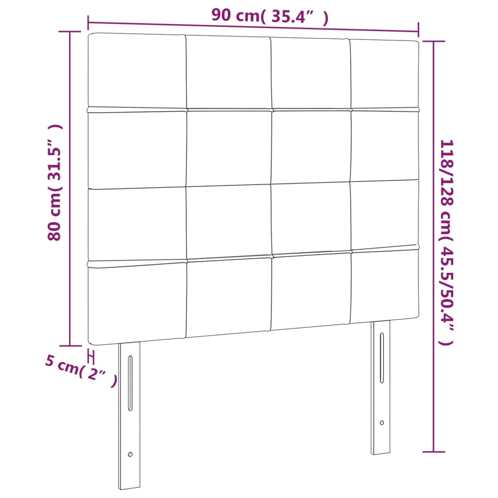 Uzglavlje svijetlosivo 90x5x118/128 cm baršunasto