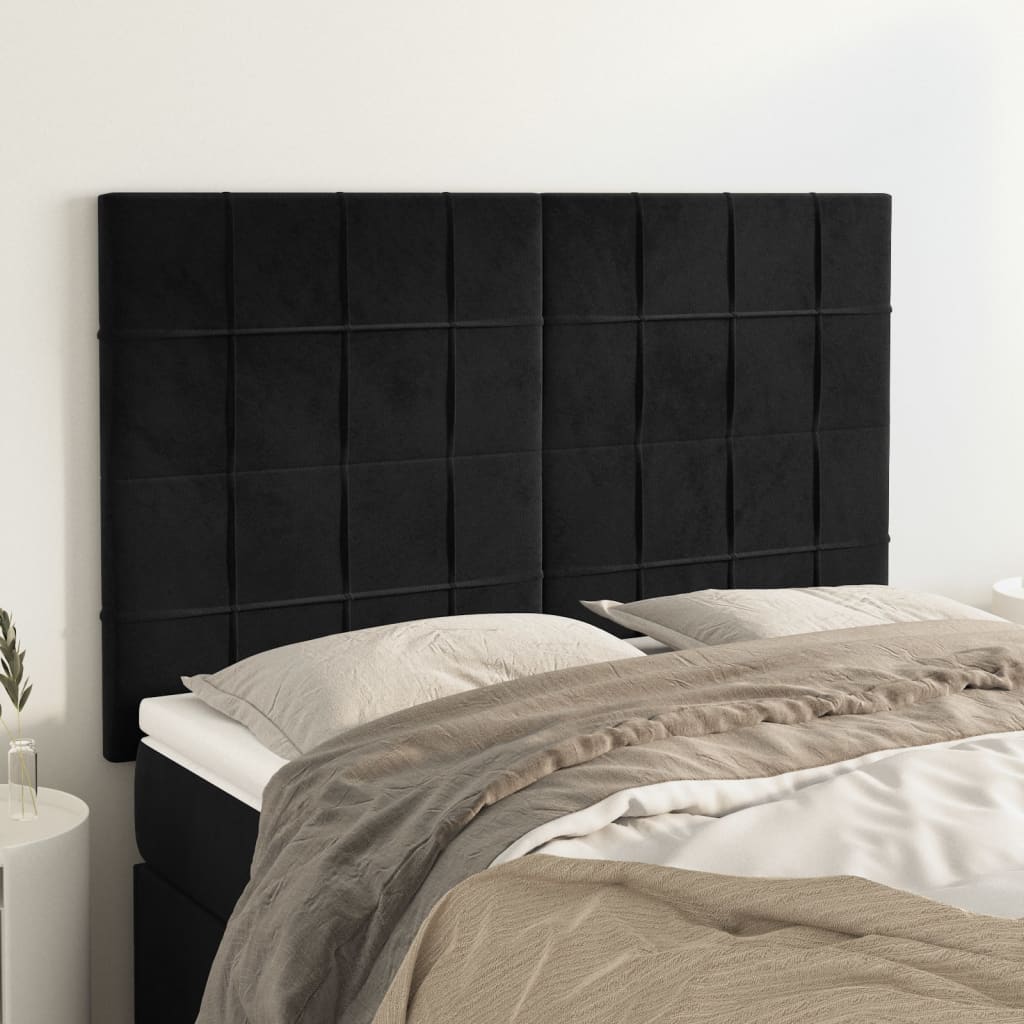 Uzglavlje Crno 144x5x118/128 cm Baršunasto