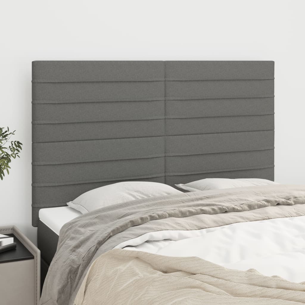 Uzglavlje tamno sivo 144x5x118/128 cm tkanina