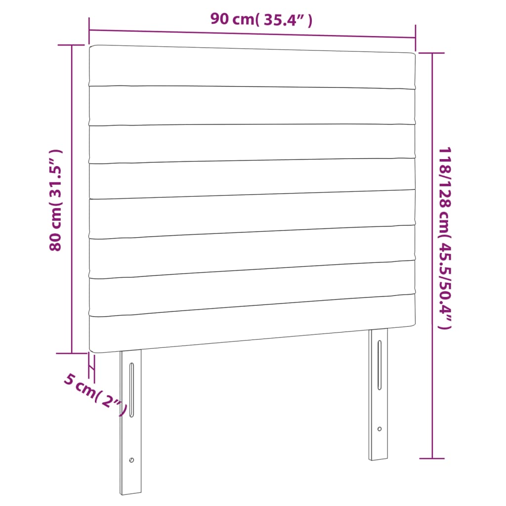 Uzglavlje Crno 90x5x118/128 cm Baršunasto
