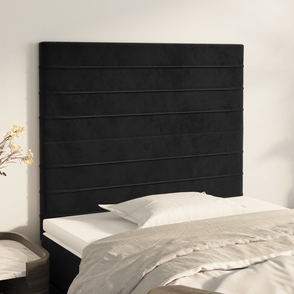Uzglavlje Crno 90x5x118/128 cm Baršunasto