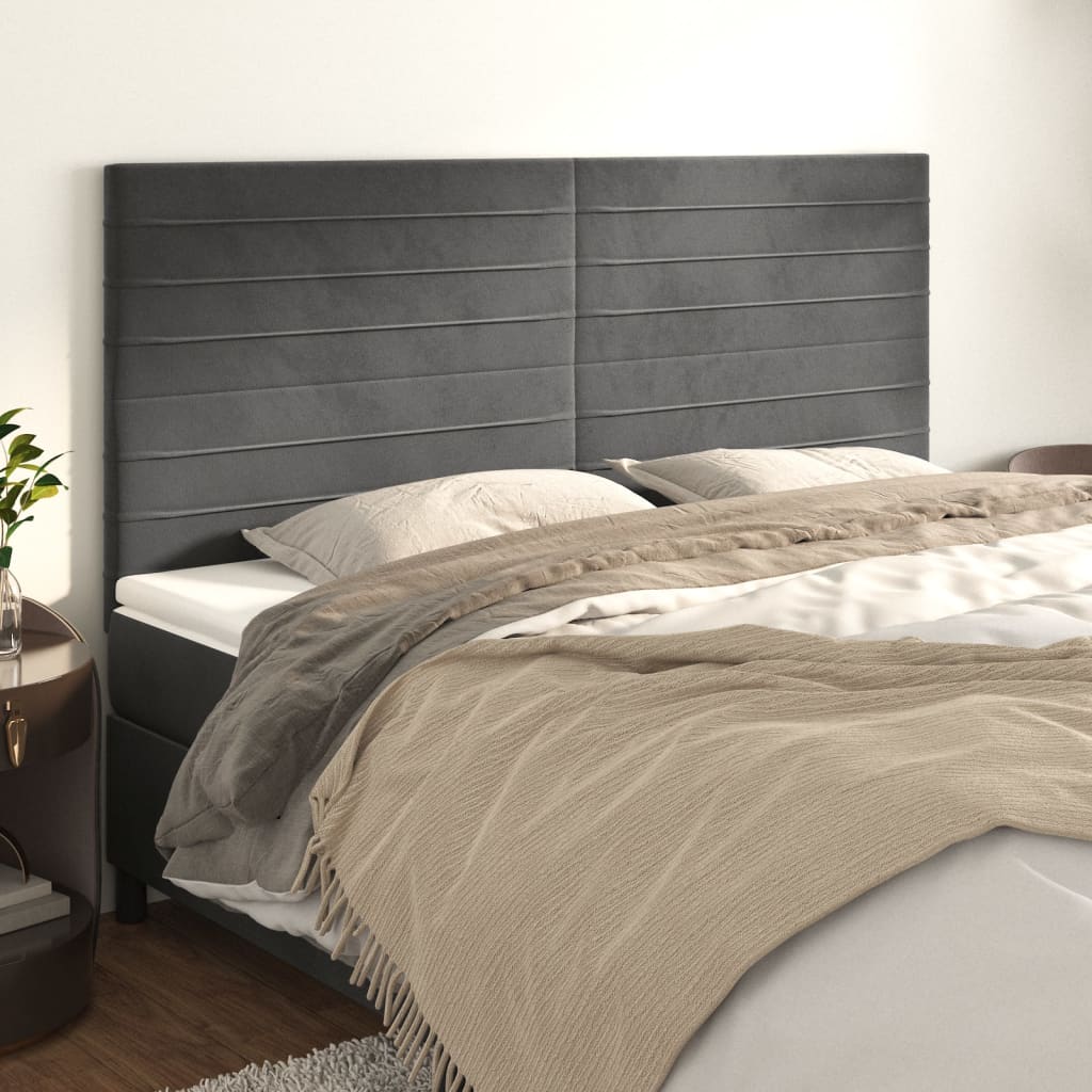 Uzglavlje tamno sivo 160x5x118/128 cm baršunasto