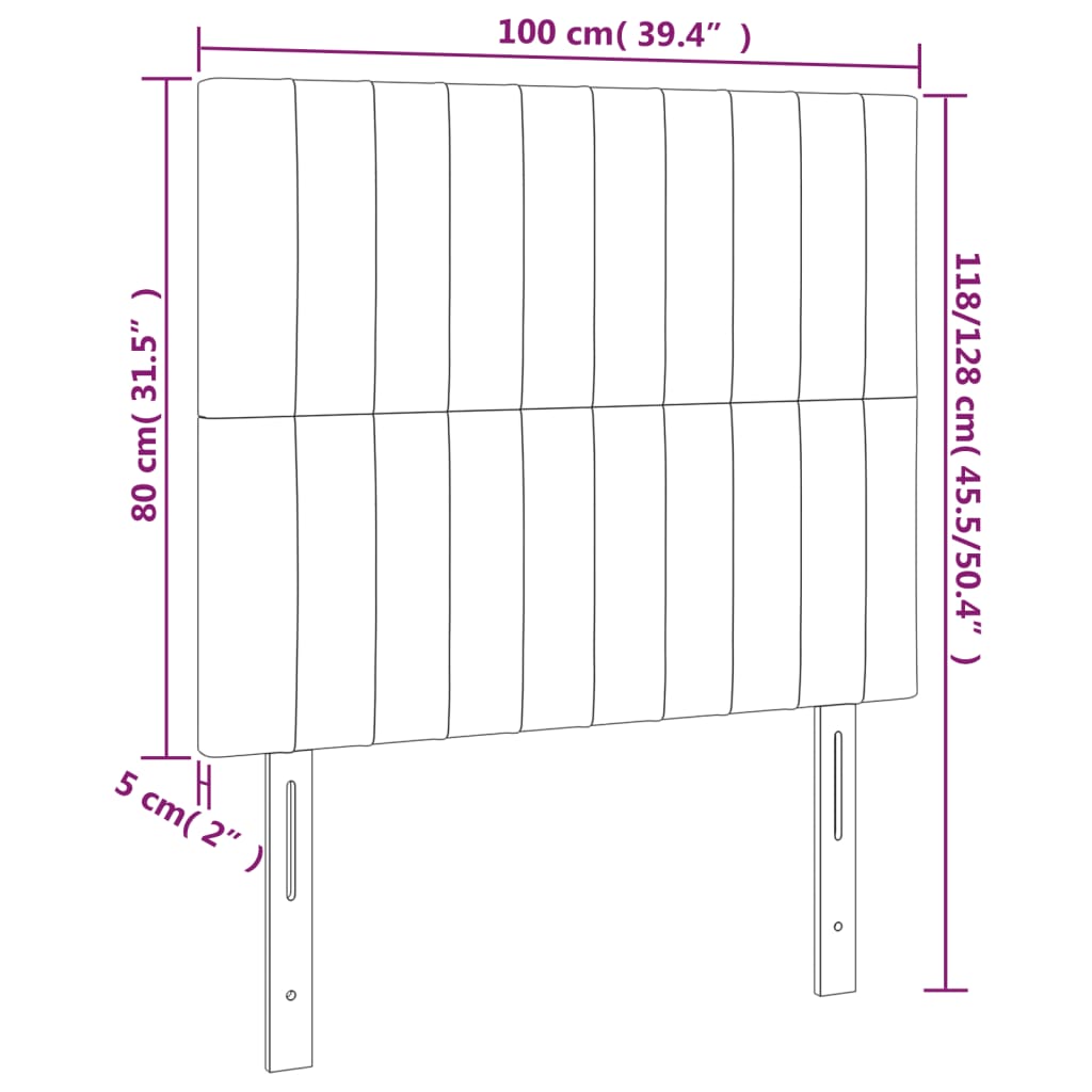 Uzglavlje crno 100x5x118/128 cm tkanina