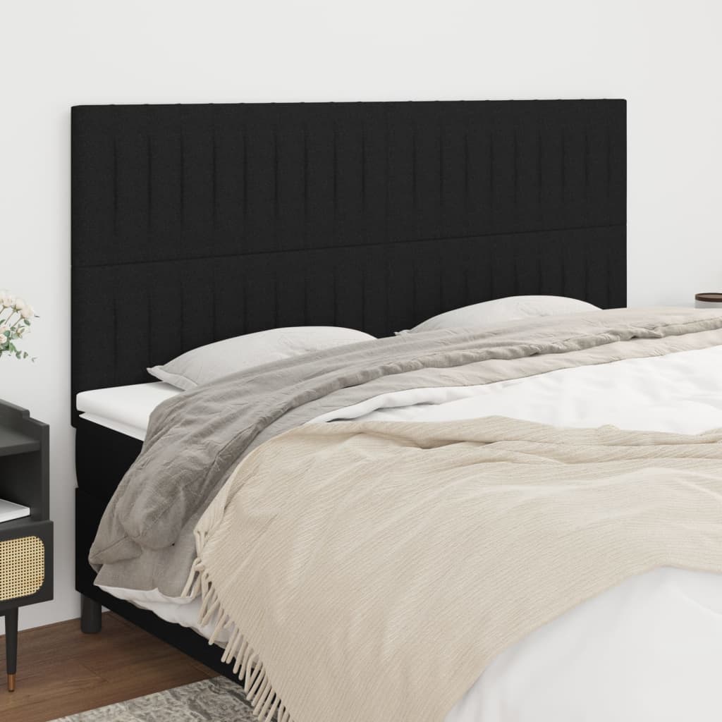 Uzglavlje Crno 200x5x118/128 cm Tkanina