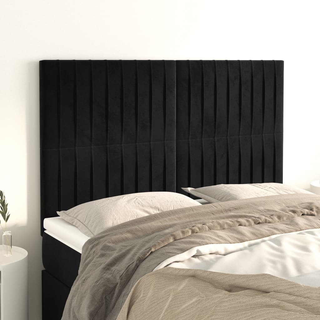 Uzglavlje Crno 144x5x118/128 cm Baršunasto
