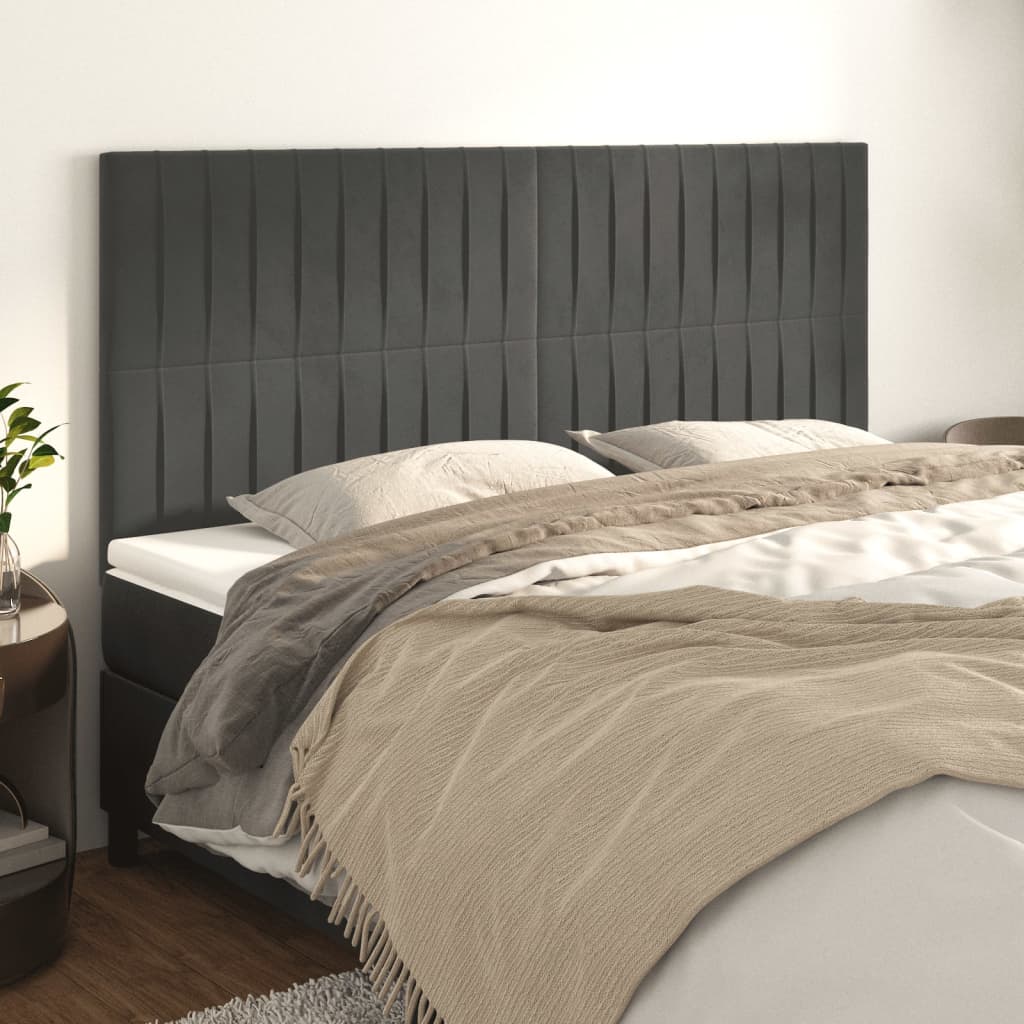 Uzglavlje tamno sivo 160x5x118/128 cm baršunasto