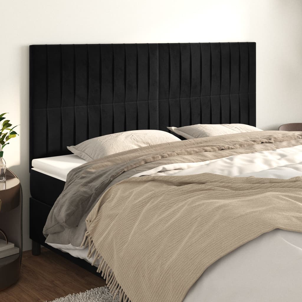 Uzglavlje crno 160x5x118/128 cm baršunasto