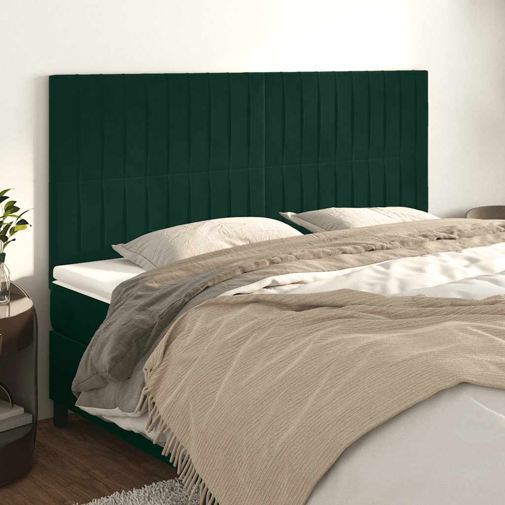 Uzglavlje tamnozeleno 160x5x118/128 cm baršunasto