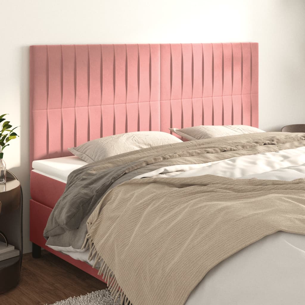 Uzglavlje roze 200x5x118/128 cm baršunasto