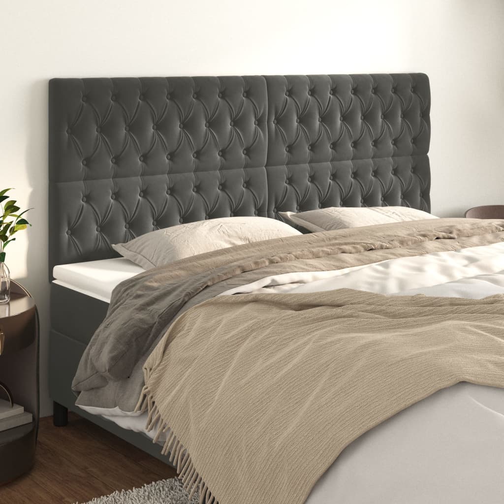 Uzglavlje tamno sivo 180x7x118/128 cm baršunasto