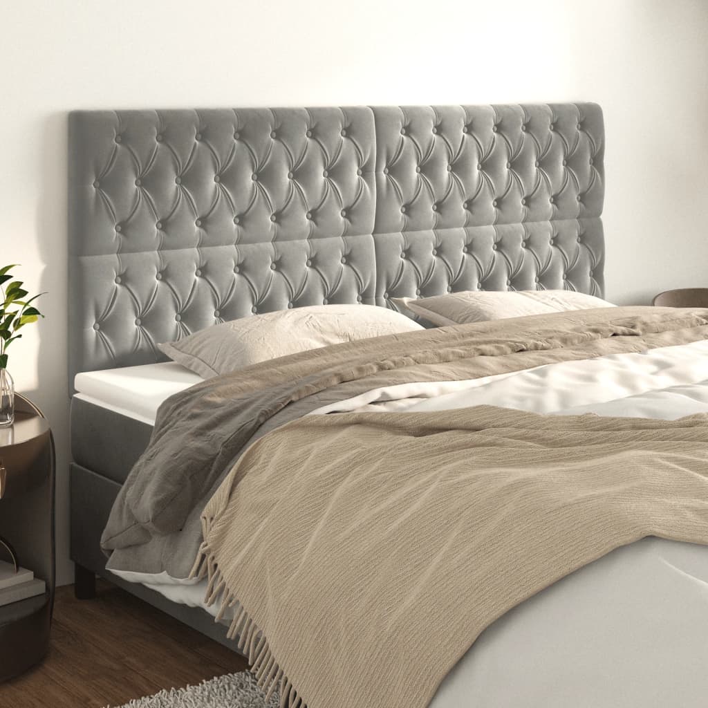 Uzglavlje svijetlosivo 200x7x118/128 cm baršunasto