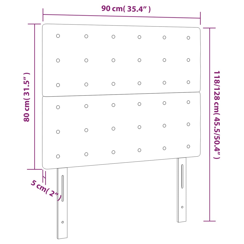 Uzglavlje Crno 90x5x118/128 cm Tkanina