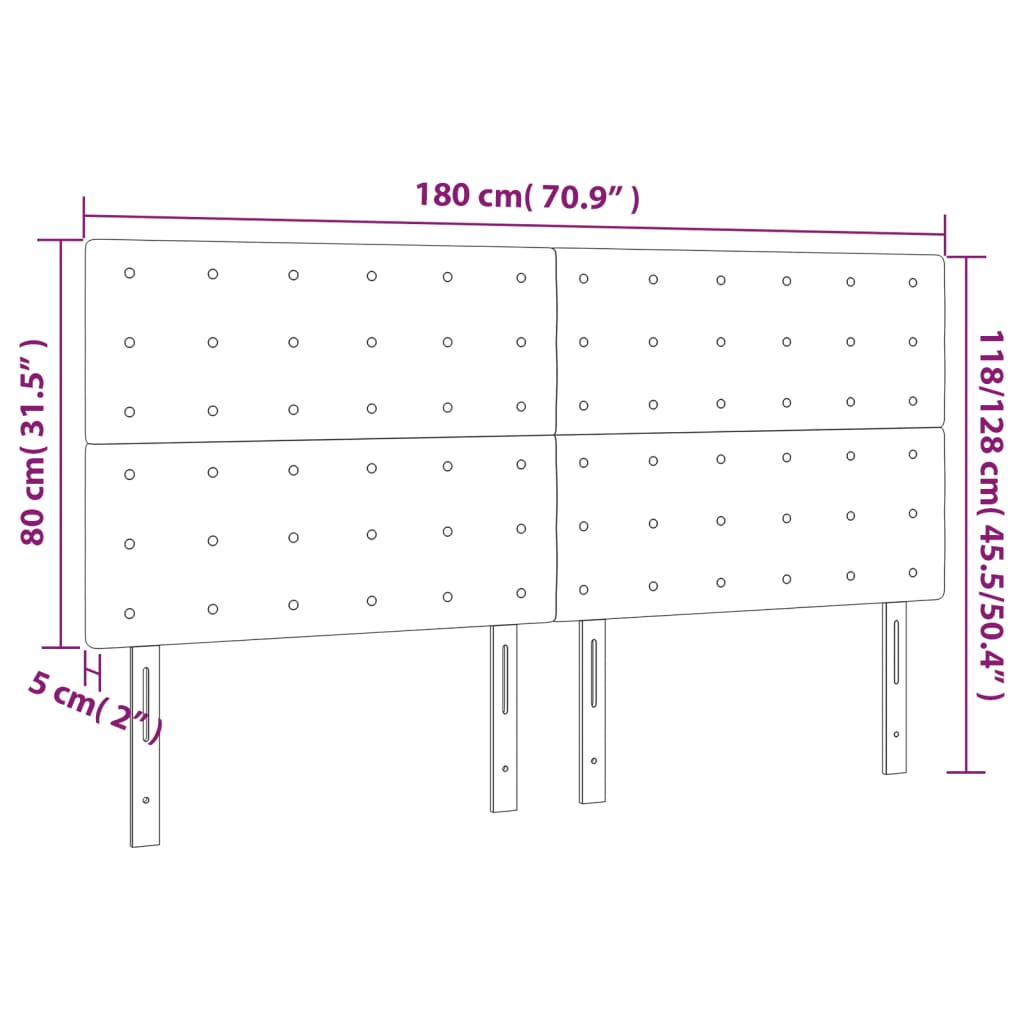 Uzglavlje Crno 180x5x118/128 cm Tkanina