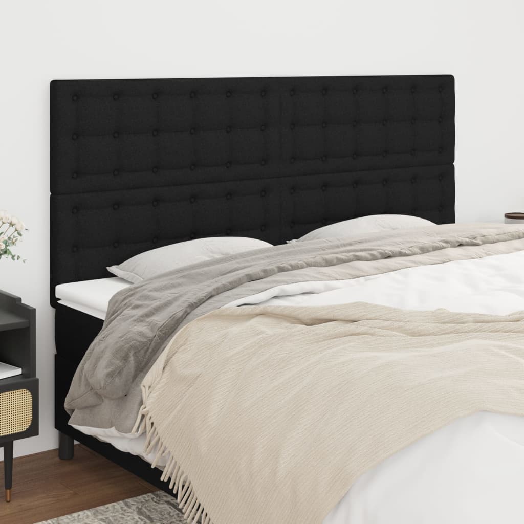 Uzglavlje Crno 180x5x118/128 cm Tkanina