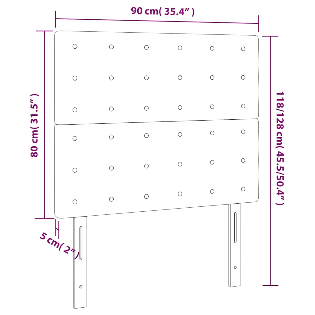 Uzglavlje tamnoplavo 90x5x118/128 cm baršunasto