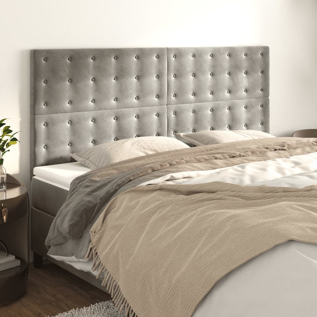 Uzglavlje svijetlosivo 160x5x118/128 cm baršunasto