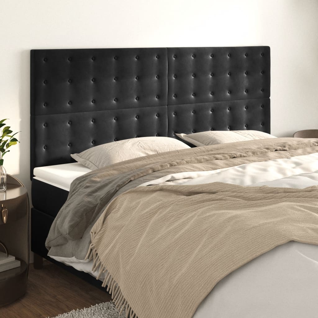Uzglavlje crno 160x5x118/128 cm baršunasto