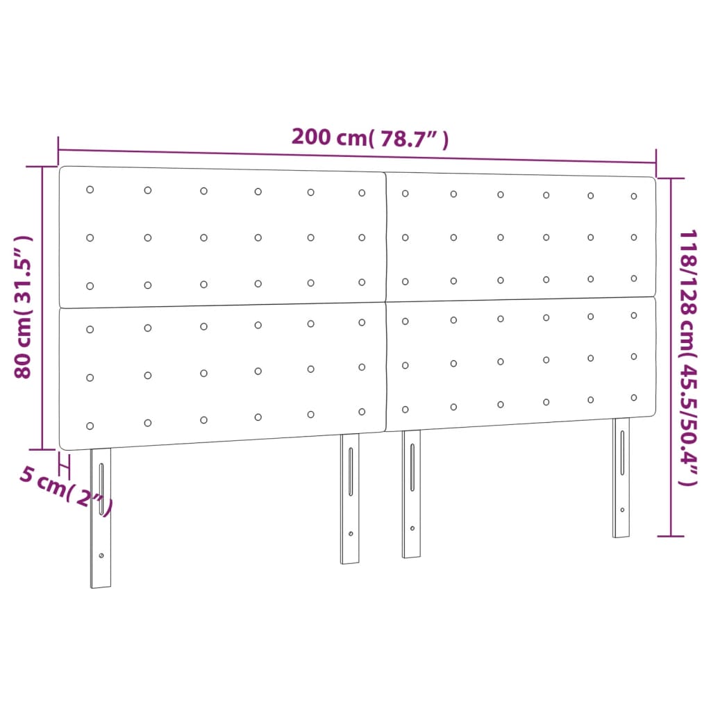 Uzglavlje svijetlosivo 200x5x118/128 cm baršunasto