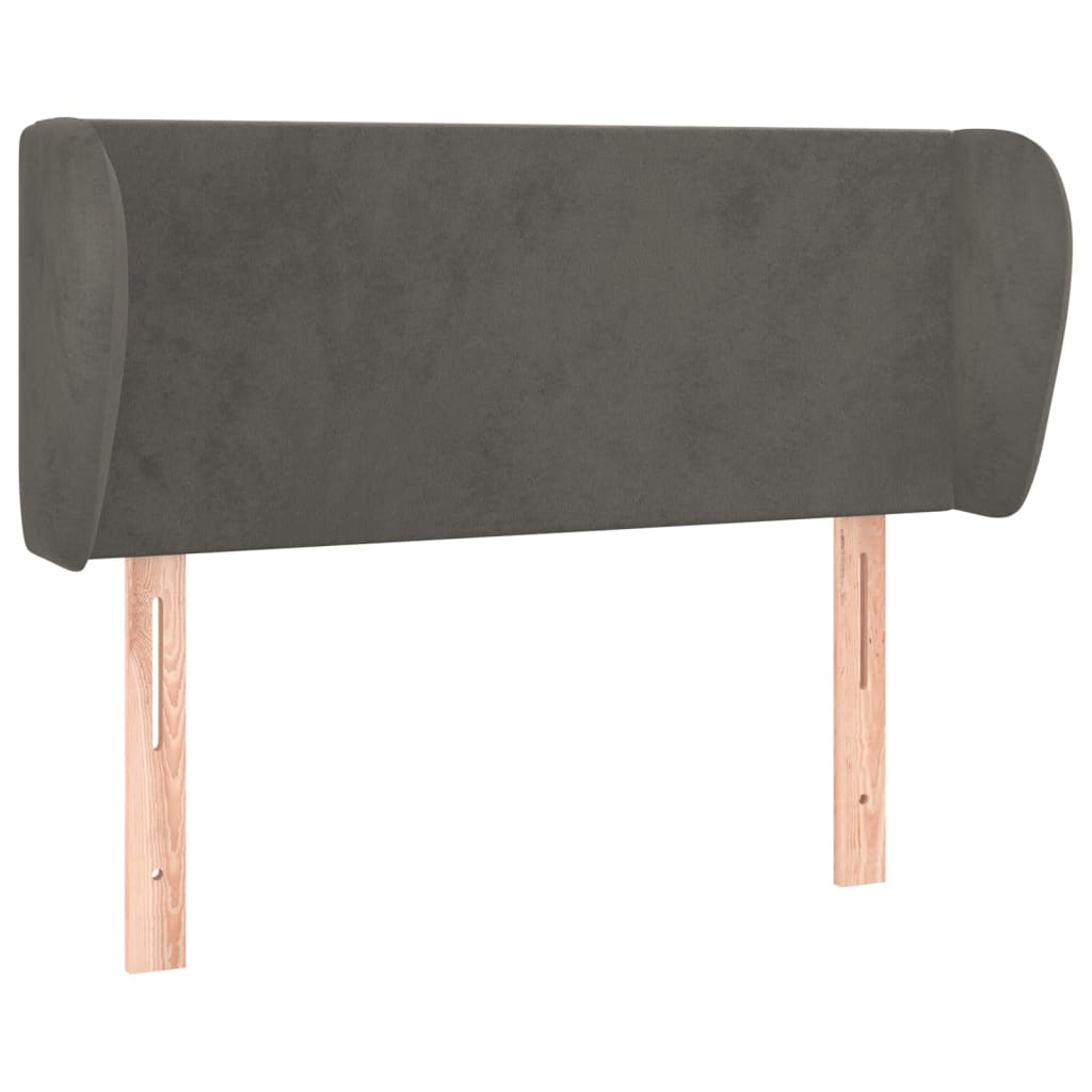 Uzglavlje s ušima tamnosivo 93x23x78/88 cm baršunasto