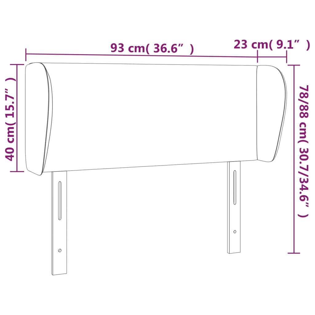 Uzglavlje s ušima ružičasto 93x23x78/88 cm baršunasto