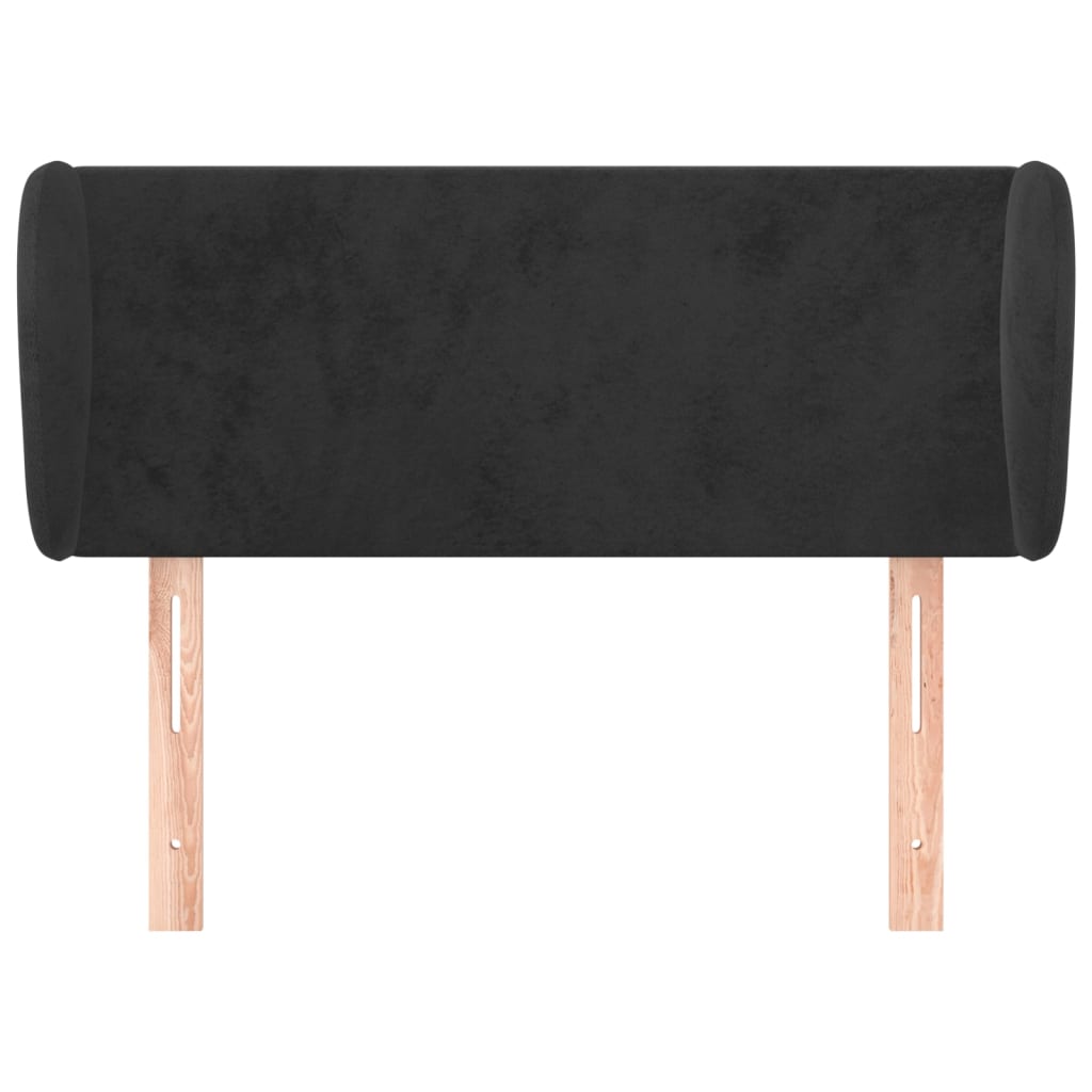 Uzglavlje s ušima crno 103x23x78/88 cm baršunasto