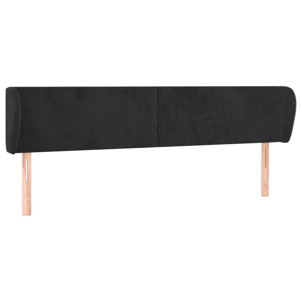 Uzglavlje s ušima crno 163x23x78/88 cm baršunasto