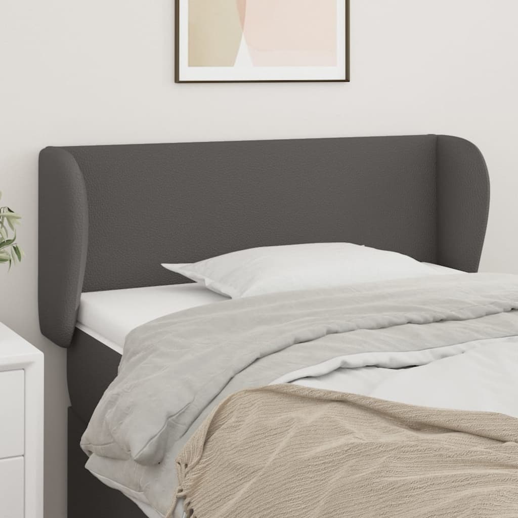 Uzglavlje s ušima sivo 93x23x78/88 cm od umjetne kože