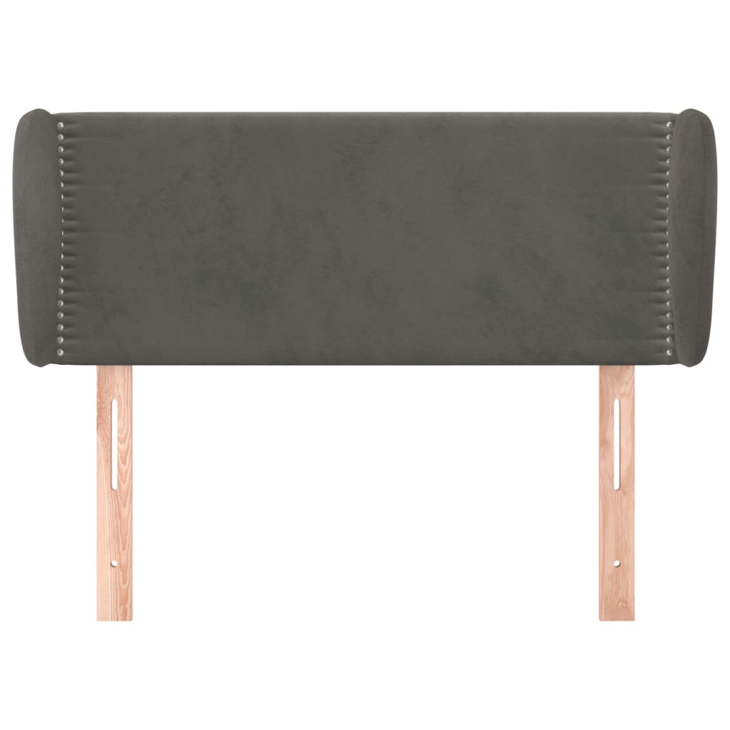 Uzglavlje s ušima tamnosivo 93x23x78/88 cm baršunasto