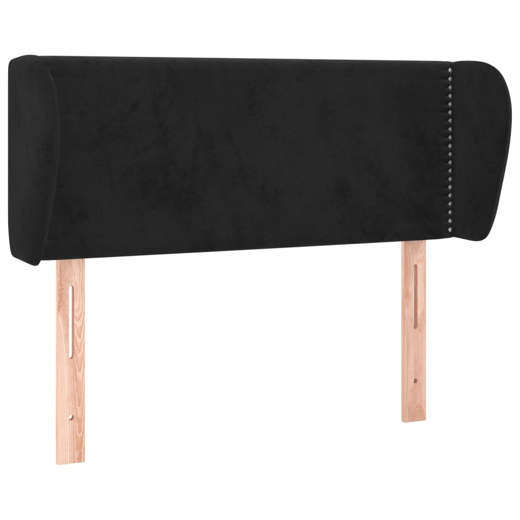 Uzglavlje s ušima crno 93x23x78/88 cm baršunasto
