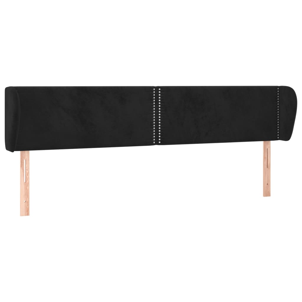 Uzglavlje s ušima crno 203x23x78/88 cm baršunasto