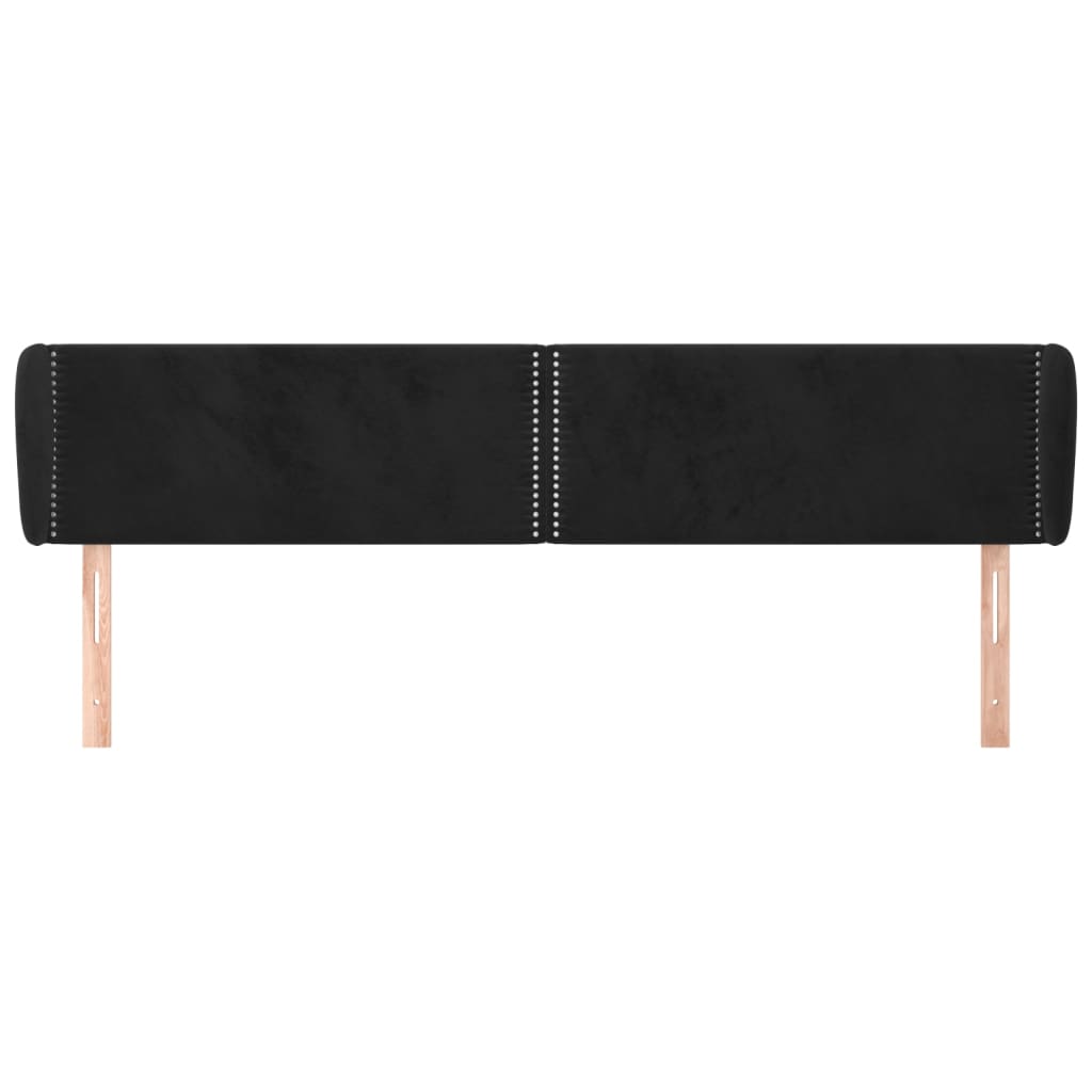 Uzglavlje s ušima crno 203x23x78/88 cm baršunasto
