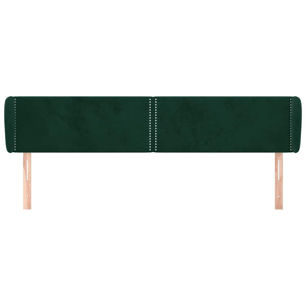 Uzglavlje s ušima tamnozeleno 203x23x78/88 cm baršunasto