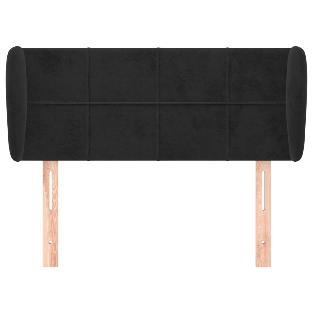 Uzglavlje s ušima crno 93x23x78/88 cm baršunasto