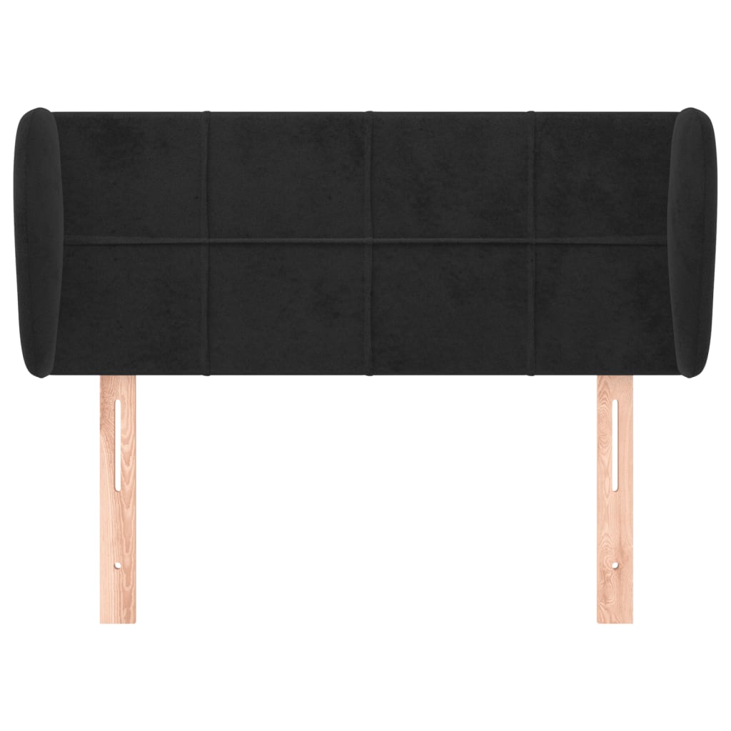 Uzglavlje s ušima crno 103x23x78/88 cm baršunasto